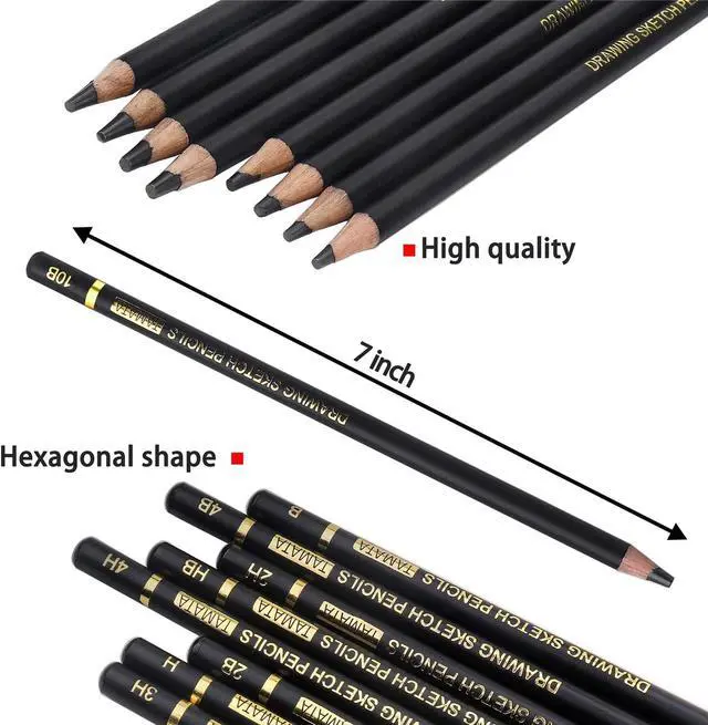 Alt view image 7 of 7 - RVOGJP TAMATA Professional Drawing Sketching Pencil Set - 12 Pieces Art Graphite Pencils(12B - 4H), Ideal for Drawing Art, Sketching, Shading, for Beginners & Pro Artists