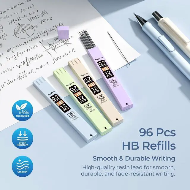 Alt view image 6 of 7 - Nicpro Pastel Mechanical Pencil Set, 0.7mm Cute Pencils, Fast Click, 4 Pack