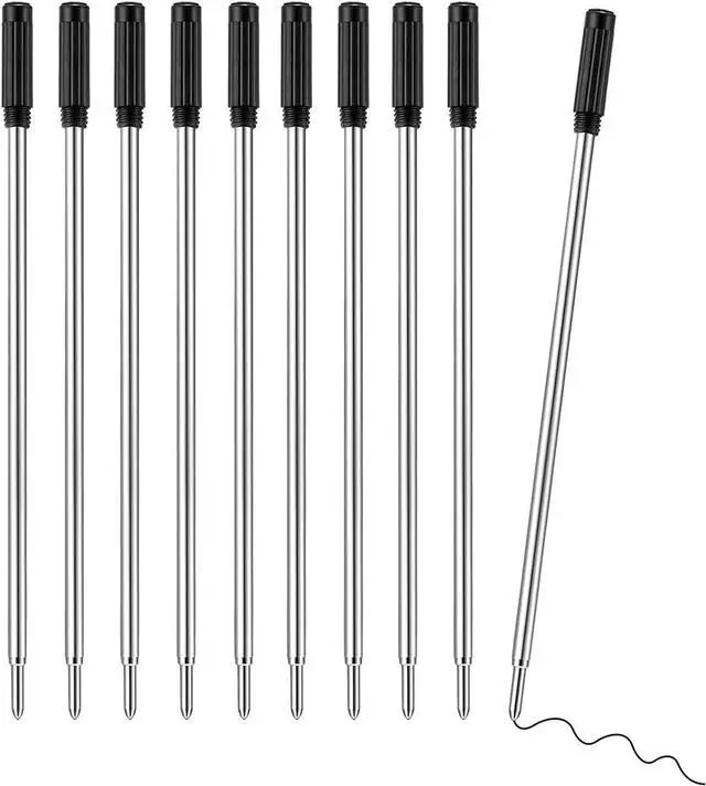 Main image of Black Ink Refill, Replaceable Ballpoint Pen Refills Compatible with Cross Ballpoint Pen (Medium Point Metal Refill, Pack of 10)