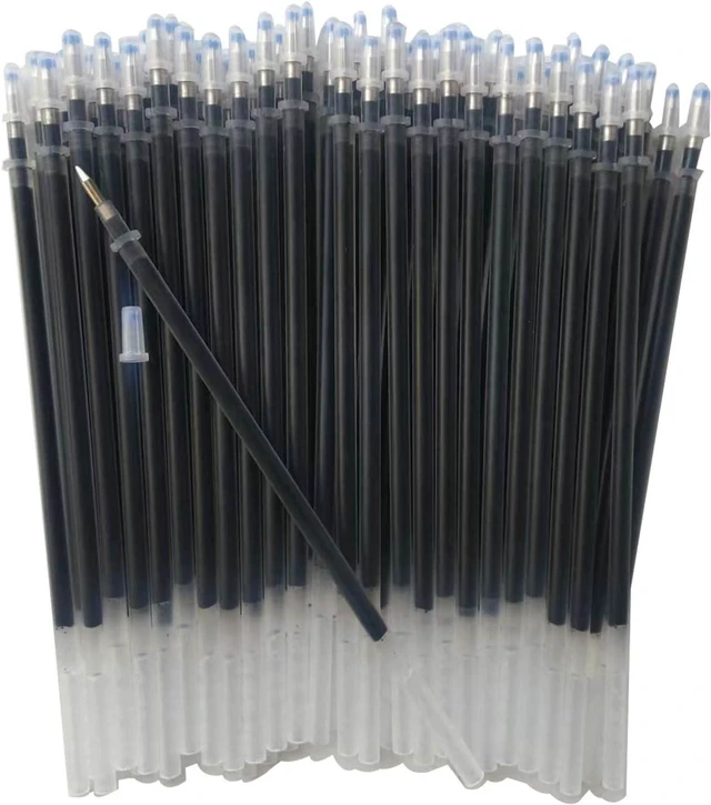 Main image of Gel Ink Pens Refills Black,50 Pack Gel Refills for Pens,0.5 mm Pen Refill 5 Inch/130mm,Send 2 Extra Pens,Ink Non Bleeding Through,Smooth Writing