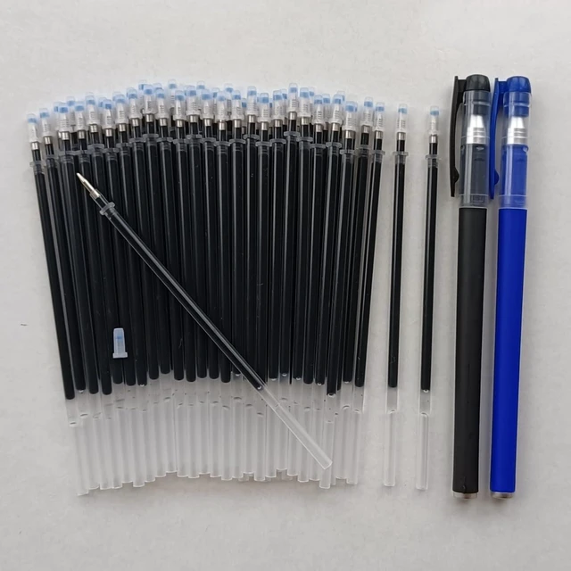 Alt view image 2 of 7 - Gel Ink Pens Refills Black,50 Pack Gel Refills for Pens,0.5 mm Pen Refill 5 Inch/130mm,Send 2 Extra Pens,Ink Non Bleeding Through,Smooth Writing