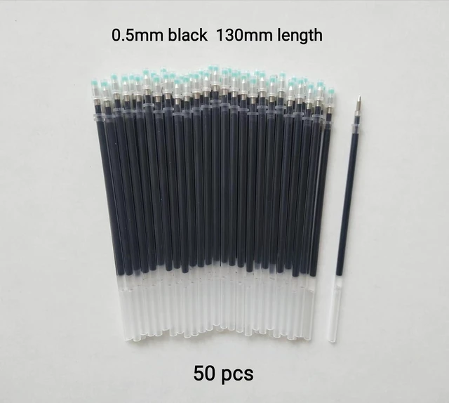 Alt view image 4 of 7 - Gel Ink Pens Refills Black,50 Pack Gel Refills for Pens,0.5 mm Pen Refill 5 Inch/130mm,Send 2 Extra Pens,Ink Non Bleeding Through,Smooth Writing