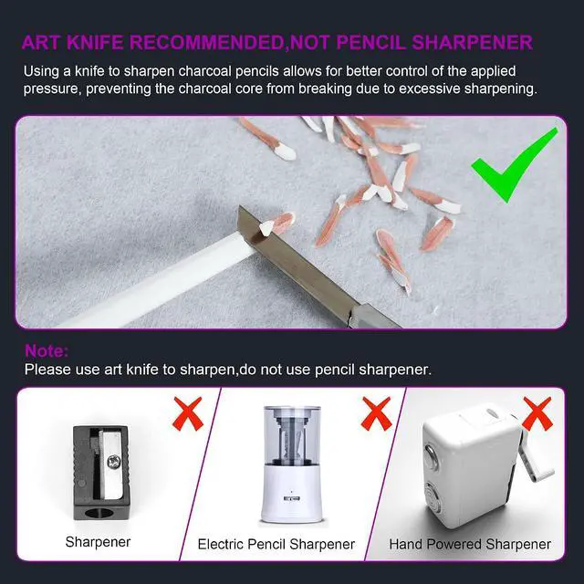Alt view image 5 of 7 - HIFORNY 8 Pieces White Charcoal Pencils Drawing Set for Drawing, Sketching, Shading, Blending - Chalk Pencils for Beginners & Artists