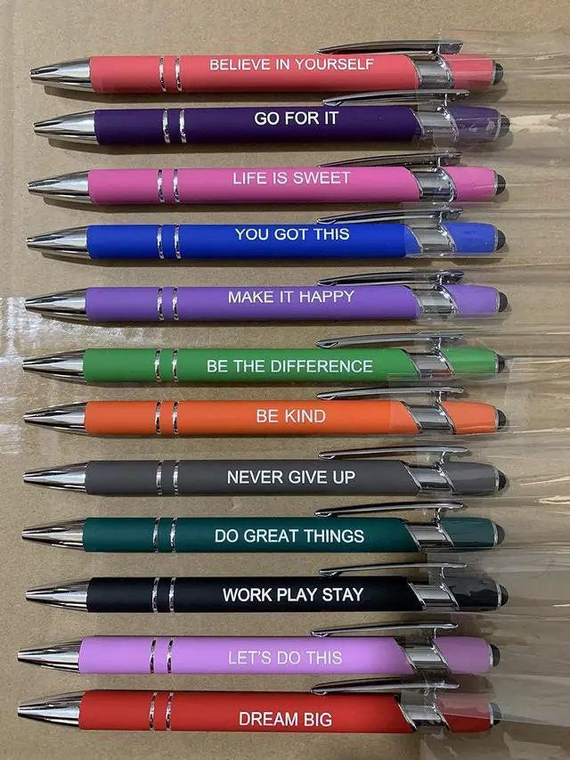 Alt view image 6 of 6 - PASISIBICK 12 Pieces Motivational Inspirational Quotes Snarky Screen Touch Stylus Ballpoint Pens, Office Encouraging Scriptures, Black Ink (12 Color,Motivational)