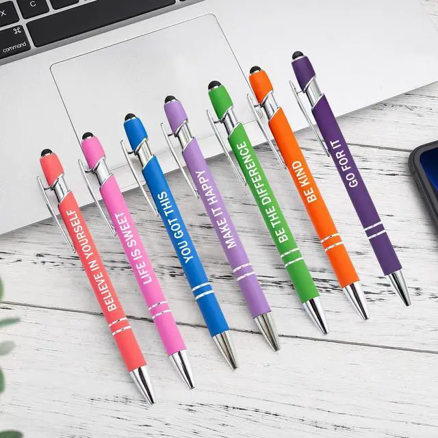 Alt view image 3 of 6 - PASISIBICK 12 Pieces Motivational Inspirational Quotes Snarky Screen Touch Stylus Ballpoint Pens, Office Encouraging Scriptures, Black Ink (12 Color,Motivational)