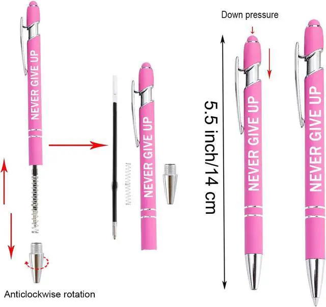 Alt view image 4 of 6 - PASISIBICK 12 Pieces Pink Inspirational Motivational Quotes Snarky Screen Touch Stylus Ballpoint Pens, Office Encouraging Scriptures, Black Ink (Pink,Motivational)