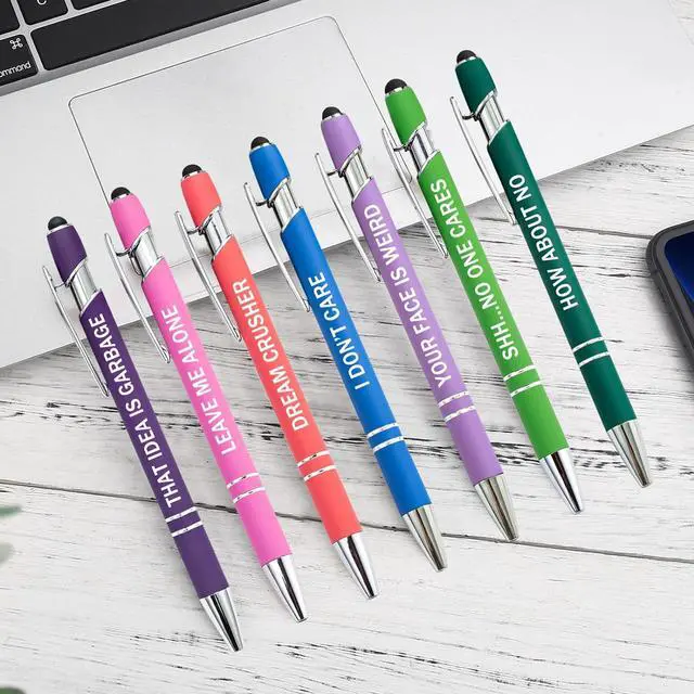 Alt view image 3 of 6 - PASISIBICK 12 Pieces Funny Sarcastic Ballpoint Pens, Office Snarky Touch Screen Stylus Pen Encouraging, Black Ink (12 Color,Negative)