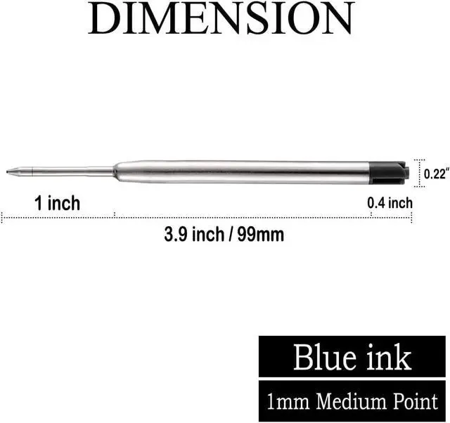 Alt view image 2 of 6 - Pen Refills, 3.9in Black Ink Pen Refills 1.0mm Replacement Ink for Ballpoint Pen Parker Pen Tactical Pen (10 Pack)