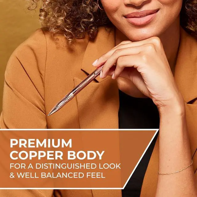 Alt view image 3 of 5 - Sharpie S-Gel Gel Pen, Copper Metal Body, Medium Point (0.7mm), Black Ink, Includes 1 Pen and 1 Additional Ink Refill
