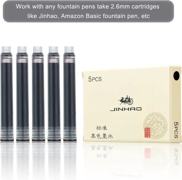 Alt view image 6 of 7 - Jinhao Fountain Pen Black Ink Cartridge International Standard 2.6mm Bore Diameter Ink Refill Set of 30 PCS