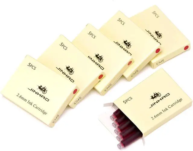 Alt view image 2 of 6 - Jinhao Fountain Pen Red Ink Cartridge International Standard 2.6mm Bore Diameter Ink Refill Set of 30 PCS