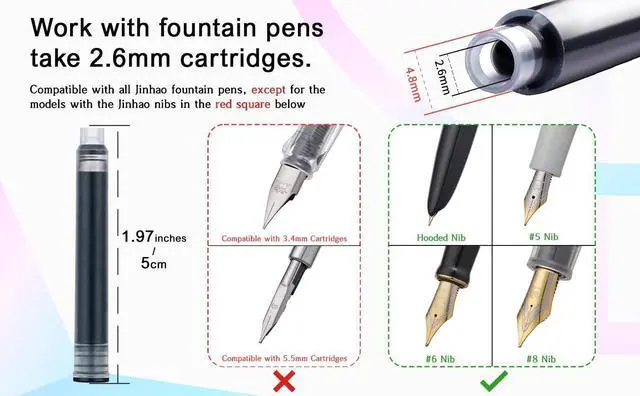 Alt view image 5 of 6 - Jinhao Fountain Pen Green Ink Cartridge International Standard 2.6mm Bore Diameter Ink Refill Set of 30 PCS