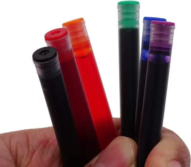 Alt view image 7 of 7 - 30 PCS Jinhao Fountain Pen Ink Cartridges Refill 6 Colors Set, Black, Blue, Apple Green, Purple, Red and Orange International Standard Size 2.6mm Bore Diameter