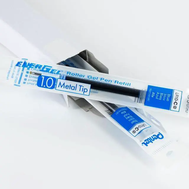 Alt view image 4 of 5 - Pentel Refill Ink - for EnerGel Gel Pen, 1.0mm Metal Tip, Bold, Blue Ink, Pack of 6 Refills (LR10-6C)