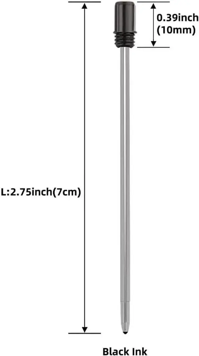 Alt view image 2 of 5 - 2.75'' Ballpoint Pen Refills, Black, Medium Point, 10 Pack