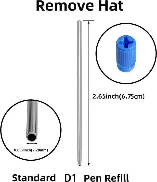 Alt view image 3 of 5 - 2.75'' Ballpoint Pen Refills, Black, Medium Point, 10 Pack