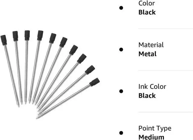 Alt view image 5 of 5 - 2.75'' Ballpoint Pen Refills, Black, Medium Point, 10 Pack
