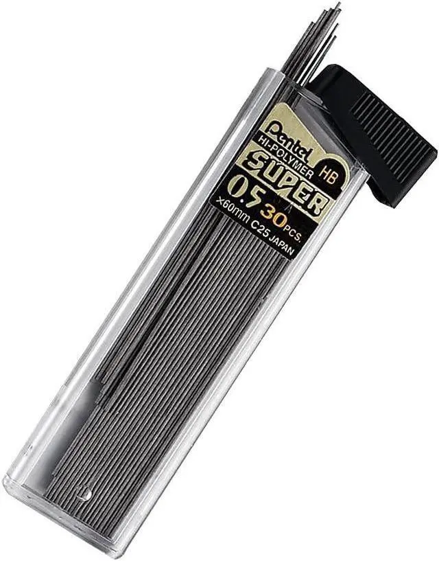 Alt view image 3 of 5 - Pentel Super Hi-Polymer Lead Refills, (0.5 mm), Fine, HB, Pack of 3, 90 Pieces (C25BPHB3-K6)
