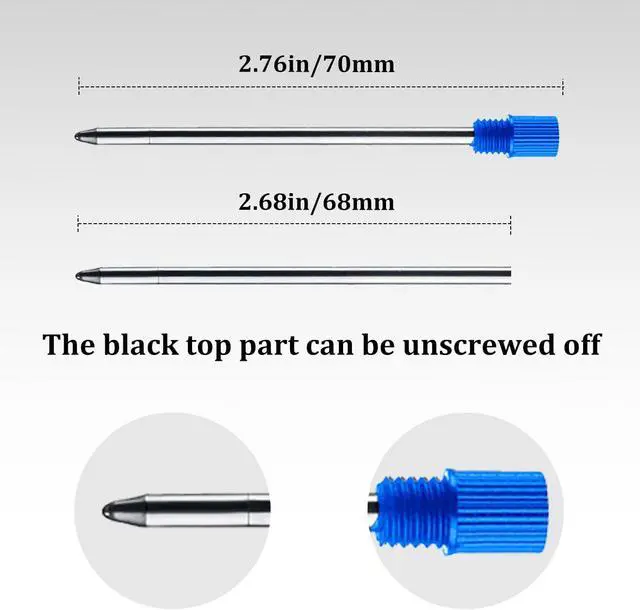 Alt view image 2 of 5 - ChaoQ 10 Pcs Blue Ink Pen Refills for Twist Pens Ballpoint Pen Refills