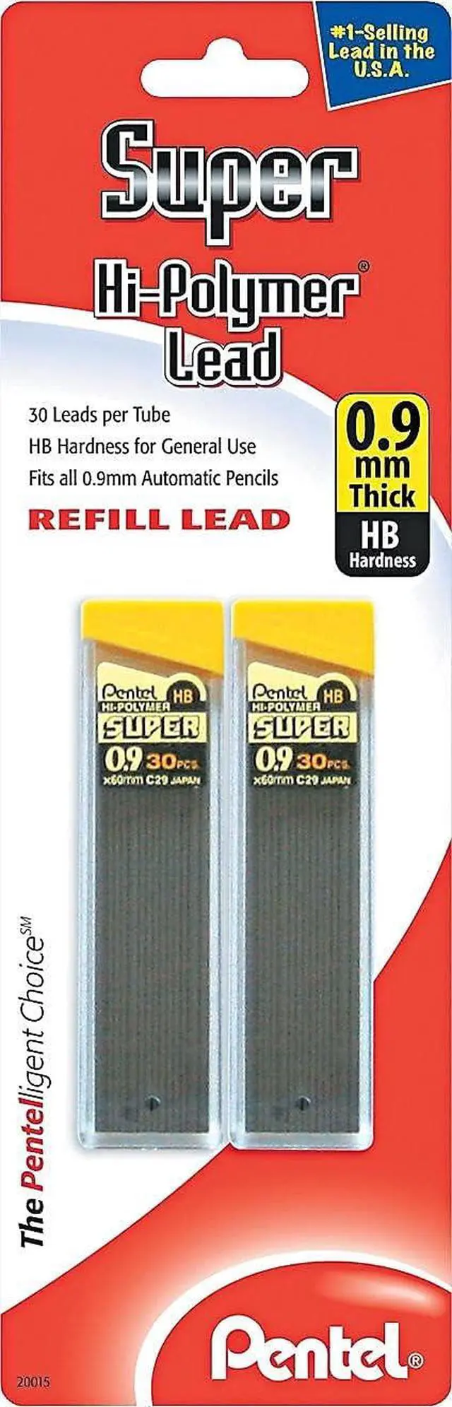 Alt view image 2 of 2 - Pentel Super Hi-Polymer Lead Refill, 0.9 mm Thick, HB, 60 Pieces of Lead (C29BPHB2), Gray