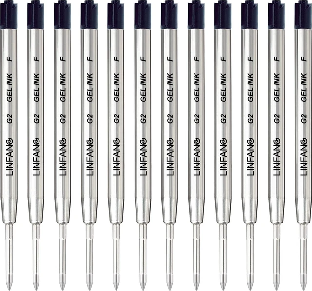 Main image of Black Gel Ink Pen Refills Ballpoint Black, 12 Pack Gel Pens Refills Fine Point 0.5mm Tip Smooth Writing Pen Refill (12 Black)