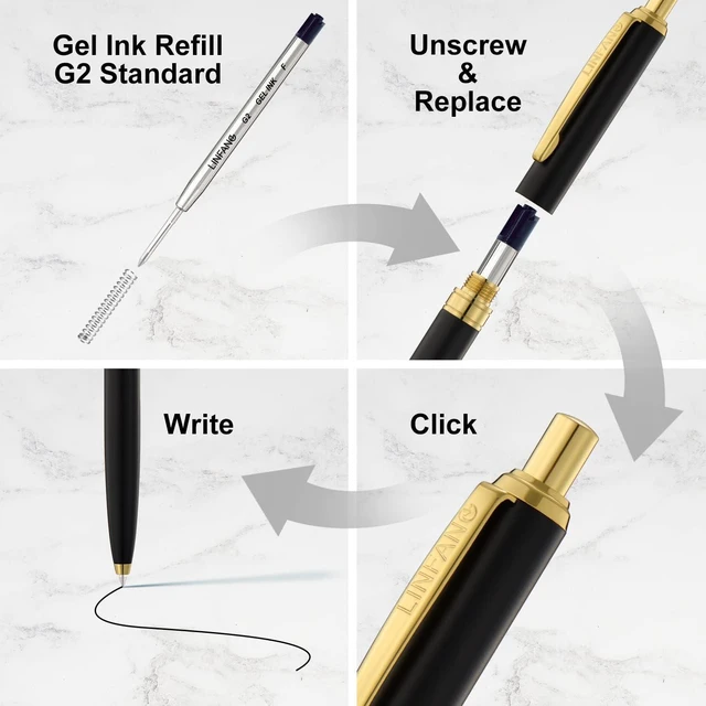 Alt view image 3 of 5 - Black Gel Ink Pen Refills Ballpoint Black, 12 Pack Gel Pens Refills Fine Point 0.5mm Tip Smooth Writing Pen Refill (12 Black)