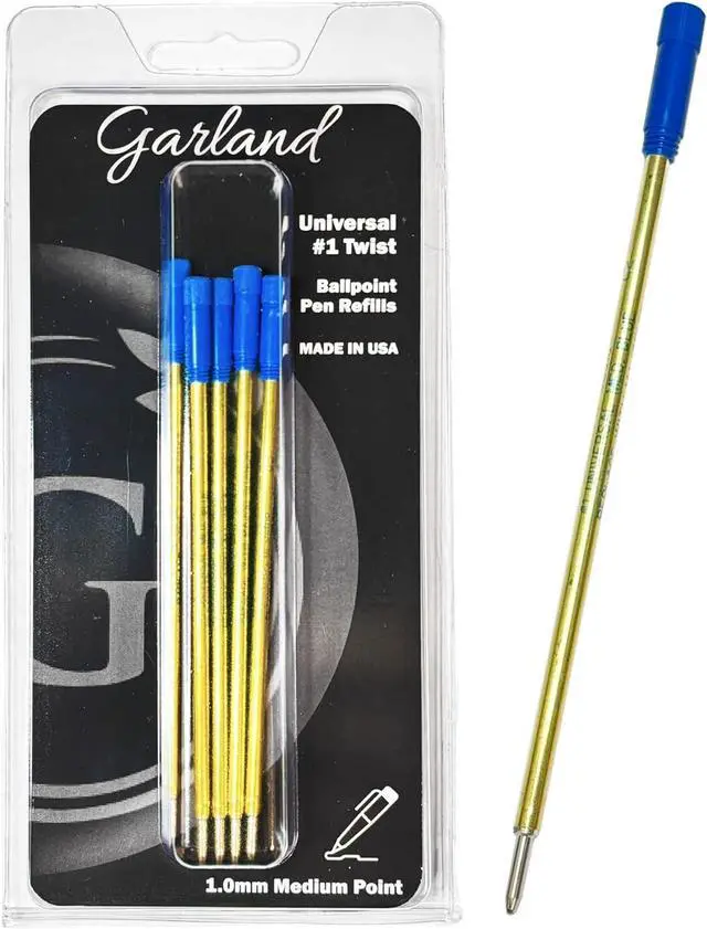 Main image of Garland Universal #1 Cross Compatible Ballpoint Pen Refill, USA Made, 1.0mm Medium Point, Smooth Writing, 5 Pack (Blue) (#1-Blk)