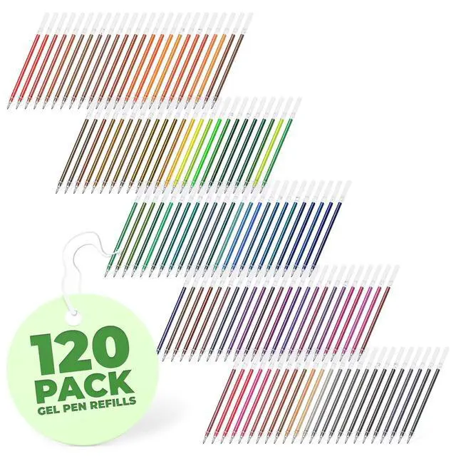 Main image of 120 Pcs Assorted Glitter Gel Pen Refills for Adult Coloring, Fits Most Pens