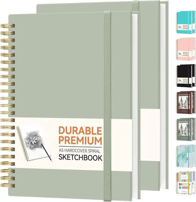 Main image of Forvencer 2 Pack Blank Spiral Notebook, 8"x 5.6"Hardcover Sketch Book