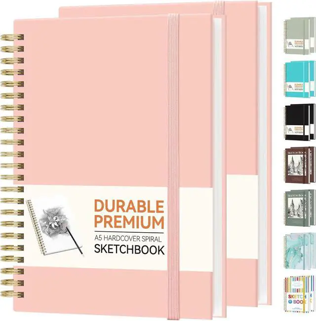 Main image of Forvencer 2 Pack Blank Spiral Notebook, 8"x 5.6"Hardcover Sketch Book