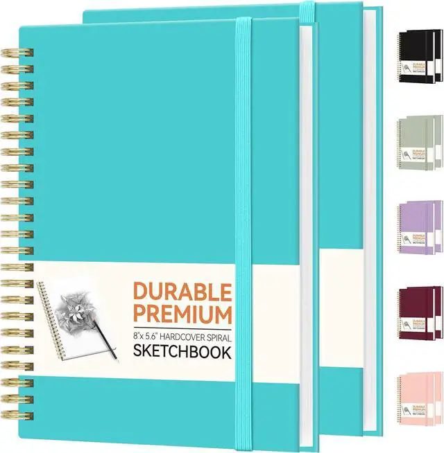 Main image of Forvencer 2 Pack Blank Spiral Notebook, 8"x 5.6"Hardcover Sketch Book