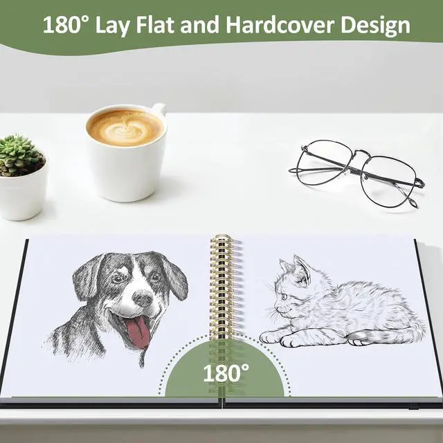 Alt view image 4 of 7 - Forvencer 2 Pack Blank Spiral Notebook, 8"x 5.6"Hardcover Sketch Book