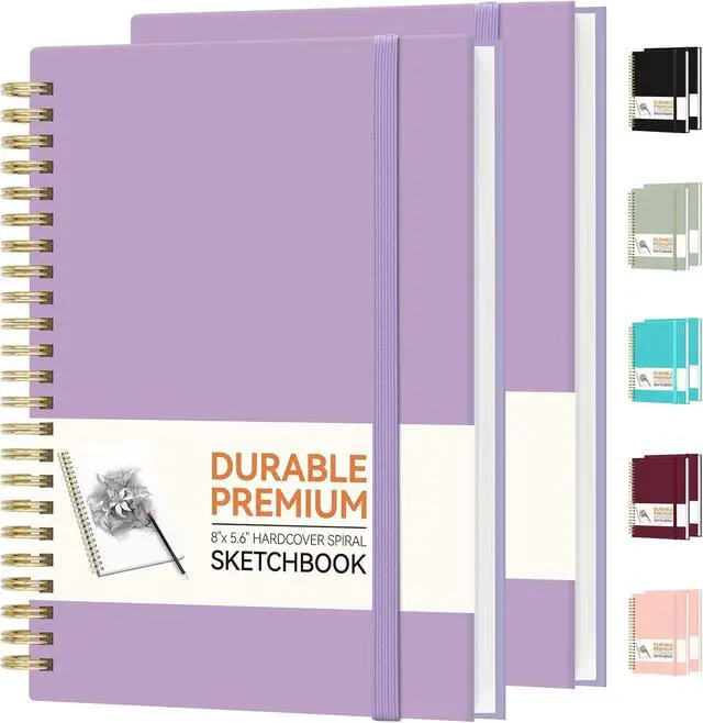Main image of Forvencer 2 Pack Blank Spiral Notebook, 8"x 5.6"Hardcover Sketch Book