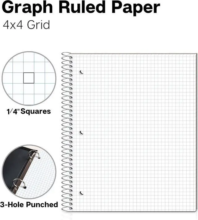 Alt view image 2 of 7 - Dunwell 1-Subject Graph Paper Notebook 8.5x11, 200 Pages, Black