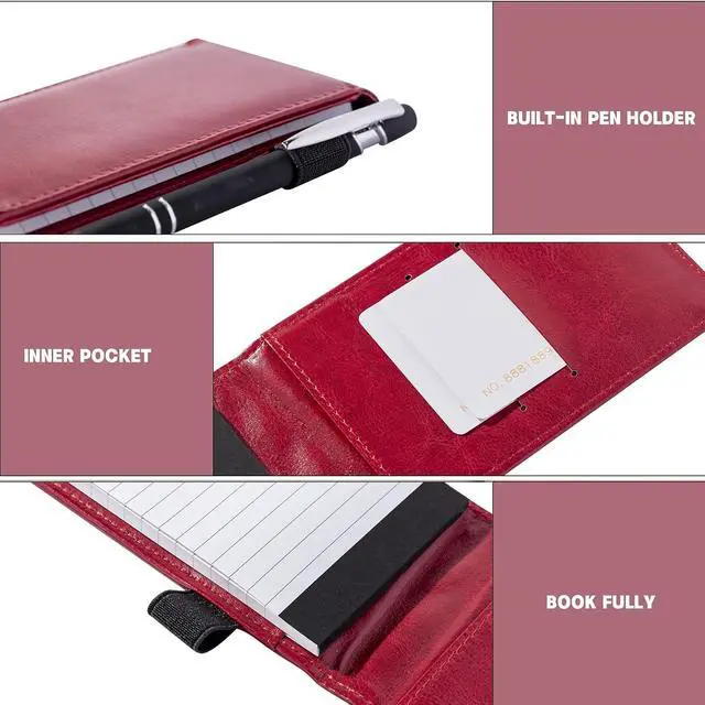 Alt view image 3 of 5 - Camelmother 10Pcs Pocket Notepad Holder Set Notebook 3 x 5 Inch With Pen