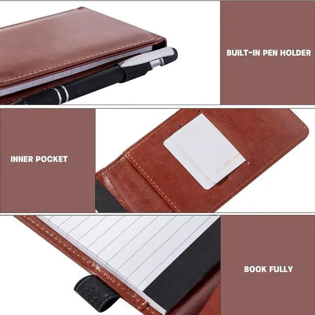 Alt view image 3 of 5 - Camelmother 10Pcs Pocket Notepad Holder Set Notebook 3 x 5 Inch With Pen
