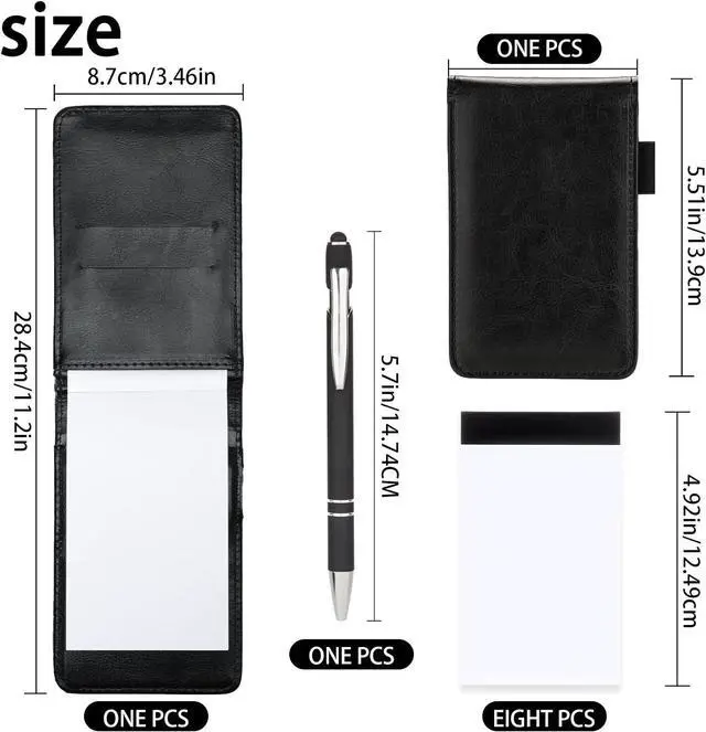 Alt view image 2 of 6 - Camelmother 10Pcs Pocket Notepad Holder Set Notebook 3 x 5 Inch With Pen