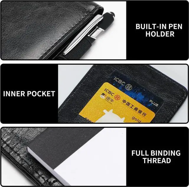 Alt view image 5 of 6 - Camelmother 10Pcs Pocket Notepad Holder Set Notebook 3 x 5 Inch With Pen