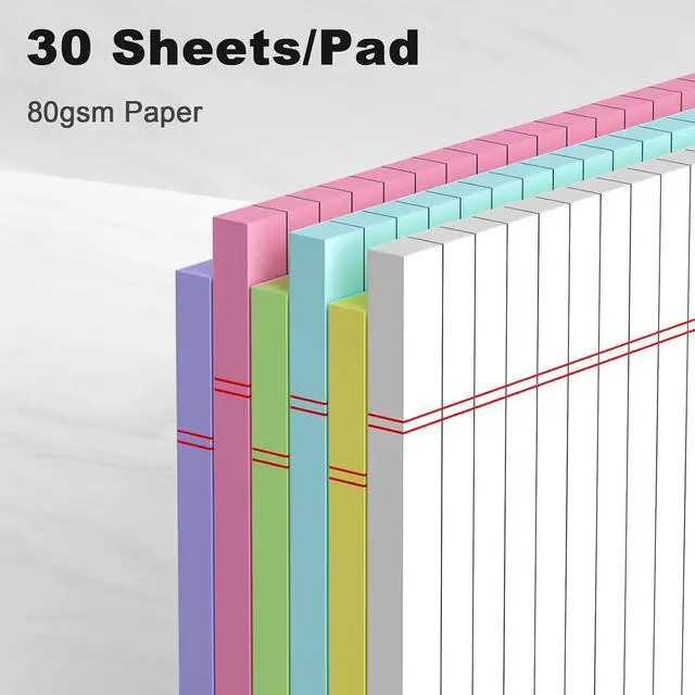 Alt view image 3 of 7 - Small Note Pads 5x8" 6 Vibrant Colors Notepad, College Ruled, 30 Sheets Each | Perfect for Work, School & Creative Notes! Legal Pads 5 x 8 Perforated Narrow Ruled Pads of Paper (Multicolor 6)