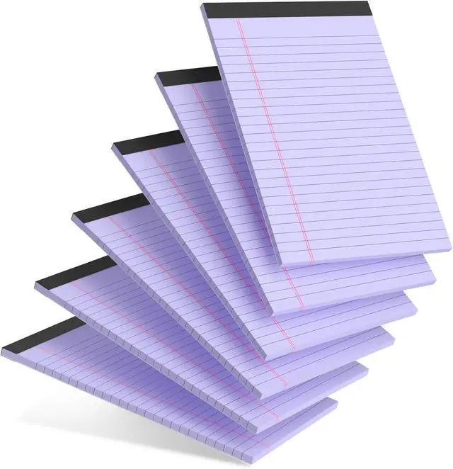 Main image of AILZFEI 6pcs Small Legal Pad 5x8 College Ruled Purple Legal Pads Notepads 6 Pack Study Back Writing Pads 5 x 8 Perforated Narrow Ruled Pads of Paper Purple