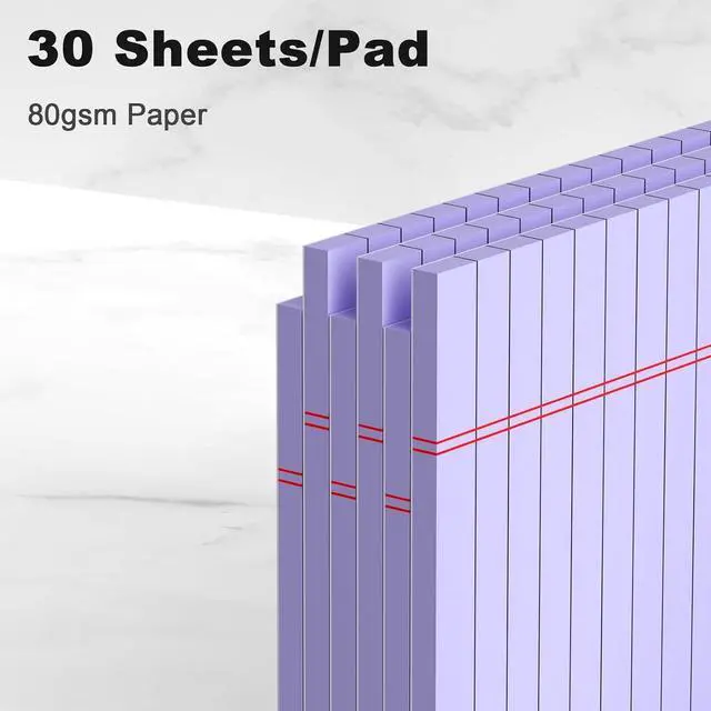 Alt view image 3 of 7 - AILZFEI 6pcs Small Legal Pad 5x8 College Ruled Purple Legal Pads Notepads 6 Pack Study Back Writing Pads 5 x 8 Perforated Narrow Ruled Pads of Paper Purple