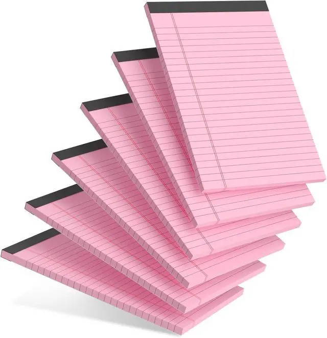 Main image of AILZFEI 6pcs Small Note Pad 5x8 College Ruled Pink Legal Pads Paper Notepads 6 Pack Study Back Writing Pads 5 x 8 Legal Pads Perforated Narrow Ruled Pads of Paper Pink