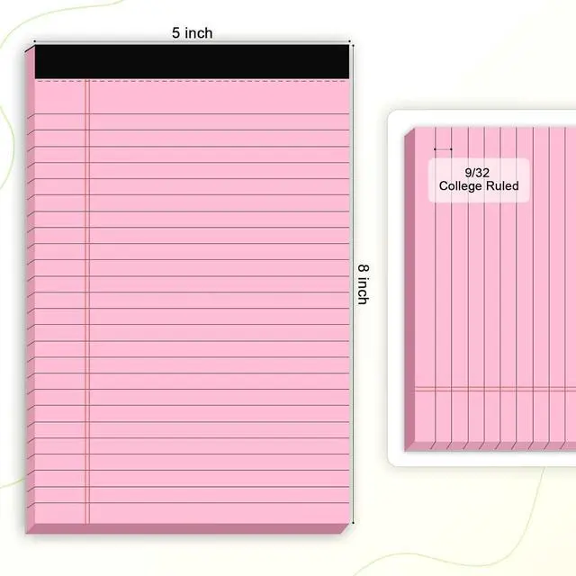 Alt view image 2 of 7 - AILZFEI 6pcs Small Note Pad 5x8 College Ruled Pink Legal Pads Paper Notepads 6 Pack Study Back Writing Pads 5 x 8 Legal Pads Perforated Narrow Ruled Pads of Paper Pink