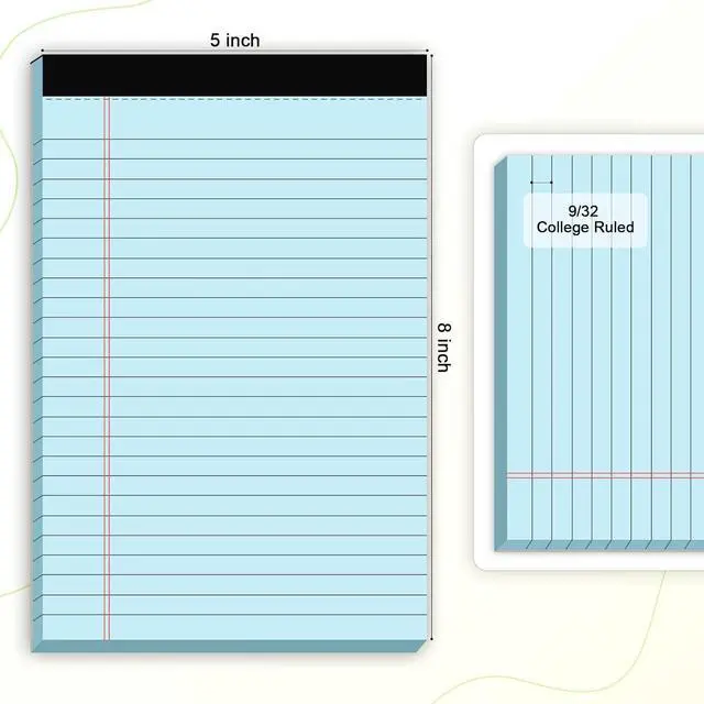 Alt view image 2 of 7 - AILZFEI 6pcs Small Note Pad 5x8 College Ruled Blue Legal Pads Paper Notepads 6 Pack Study Back Writing Pads 5 x 8 Legal Pads Perforated Narrow Ruled Pads of Paper Blue