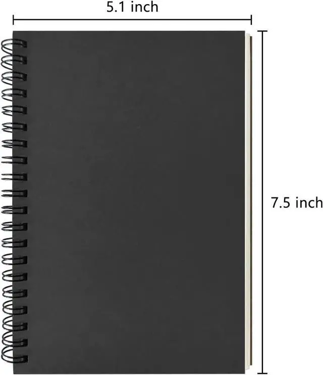 Alt view image 2 of 7 - DSTELIN Blank Spiral Notebook, 2-Pack, Soft Cover, Sketch book, 100 Pages / 50 Sheets, 7.5 inch x 5.1 inch, 100GSM, (Black)