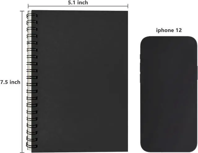 Alt view image 3 of 7 - DSTELIN Blank Spiral Notebook, 2-Pack, Soft Cover, Sketch book, 100 Pages / 50 Sheets, 7.5 inch x 5.1 inch, 100GSM, (Black)