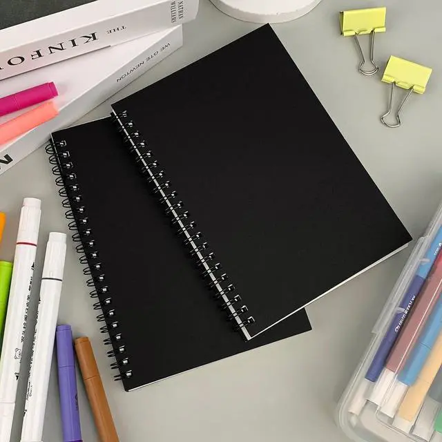 Alt view image 6 of 7 - DSTELIN Blank Spiral Notebook, 2-Pack, Soft Cover, Sketch book, 100 Pages / 50 Sheets, 7.5 inch x 5.1 inch, 100GSM, (Black)