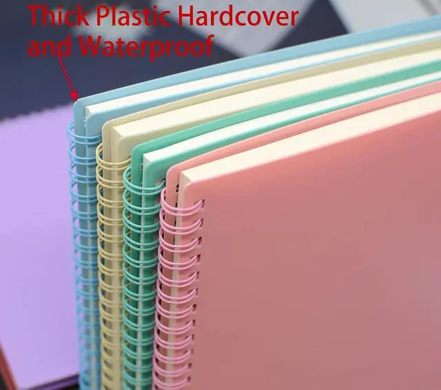 Alt view image 2 of 7 - Yansanido Spiral Notebook, 4 Pcs 8.3 Inch x 5.9 Inch A5 Thick Plastic Hardcover 7mm College Ruled 4 Color 80 Sheets -160 Pages Journals for Study and Notes (4)