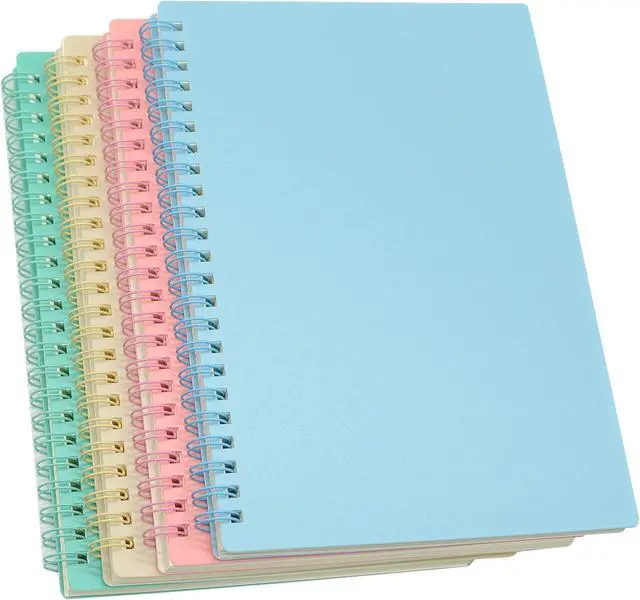 Main image of Yansanido Spiral Notebook, 4 Pcs 8.3 Inch x 5.9 Inch A5 Thick Plastic Hardcover 7mm College Ruled 4 Color 80 Sheets -160 Pages Journals for Study and Notes (4)