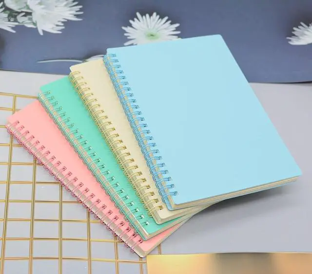 Alt view image 7 of 7 - Yansanido Spiral Notebook, 4 Pcs 8.3 Inch x 5.9 Inch A5 Thick Plastic Hardcover 7mm College Ruled 4 Color 80 Sheets -160 Pages Journals for Study and Notes (4)